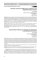 КЛЮЧЕВЫЕ ПОКАЗАТЕЛИ ЭФФЕКТИВНОСТИ МАРКЕТИНГ-МИКС ФАРМАЦЕВТИЧЕСКОГО БИЗНЕСА
