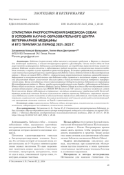 СТАТИСТИКА РАСПРОСТРАНЕНИЯ БАБЕЗИОЗА СОБАК В УСЛОВИЯХ НАУЧНО-ОБРАЗОВАТЕЛЬНОГО ЦЕНТРА ВЕТЕРИНАРНОЙ МЕДИЦИНЫ И ЕГО ТЕРАПИЯ ЗА ПЕРИОД 2021-2022 Г