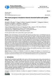 The recent progress in terahertz channel characterization and system design