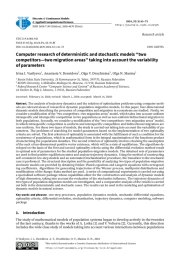 Computer research of deterministic and stochastic models “two competitors—two migration areas” taking into account the variability of parameters