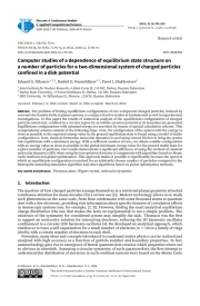 Computer studies of a dependence of equilibrium state structure on a number of particles for a two-dimensional system of charged particles confined in a disk potential