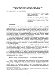 ПОНИМАНИЕ ВНЕШНЕПОЛИТИЧЕСКОГО ПОВЕДЕНИЯ РОССИИ В КОНТЕКСТЕ КОНФЛИКТА НА УКРАИНЕ