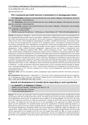 РОСТ И РАЗВИТИЕ РАСТЕНИЙ КОНОПЛИ В ЗАВИСИМОСТИ ОТ РЕПРОДУКЦИИ СЕМЯН