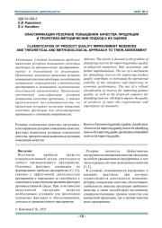 КЛАССИФИКАЦИЯ РЕЗЕРВОВ ПОВЫШЕНИЯ КАЧЕСТВА ПРОДУКЦИИ И ТЕОРЕТИКО-МЕТОДИЧЕСКИЙ ПОДХОД К ИХ ОЦЕНКЕ