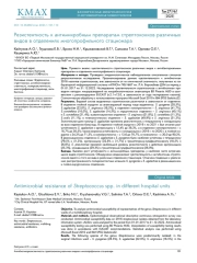 Резистентность к антимикробным препаратам стрептококков различных видов в отделениях многопрофильного стационара