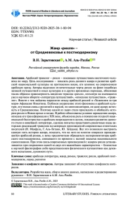 ЖАНР «РИХЛЯ» - ОТ СРЕДНЕВЕКОВЬЯ К ПОСТМОДЕРНИЗМУ