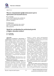 МОДЕЛЬ КООРДИНАЦИИ ПРОФЕССИОНАЛЬНОГО РОСТА ПРЕПОДАВАТЕЛЕЙ ВЫСШЕЙ ШКОЛЫ