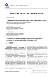 АЛГОРИТМЫ РАЗРАБОТКИ ДОПОЛНИТЕЛЬНЫХ ПРОФЕССИОНАЛЬНЫХ ПРОГРАММ ПОВЫШЕНИЯ КВАЛИФИКАЦИИ ПЕДАГОГИЧЕСКИХ РАБОТНИКОВ