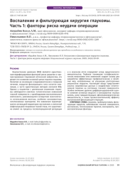 Воспаление и фильтрующая хирургия глаукомы. Часть 1: факторы риска неудачи операции
