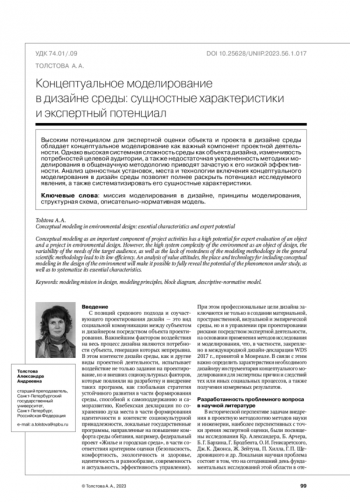 Концептуальное моделирование в дизайне среды: сущностные характеристики и экспертный потенциал