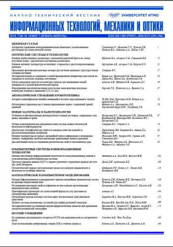 НАУЧНО-ТЕХНИЧЕСКИЙ ВЕСТНИК ИНФОРМАЦИОННЫХ ТЕХНОЛОГИЙ, МЕХАНИКИ И ОПТИКИ